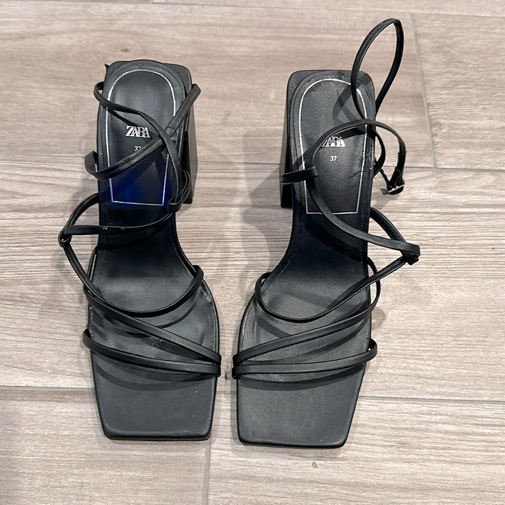 Zara Black Strappy Heels